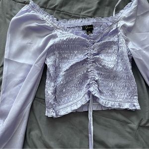 Long sleeve off shoulder purple top